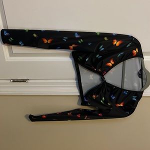 Cropped tied butterfly top